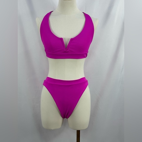 Hot Pink 2 Pc  Race back Bikini Set Size Small - Picture 3 of 7